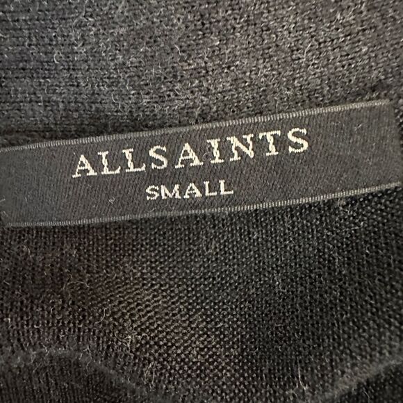 ALL SAINTS Reya Black Cold Shoulder Cardigan Sweater Size S Open Front - Picture 8 of 11